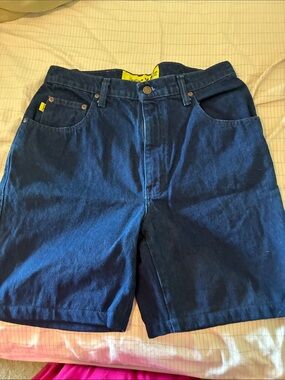 Men's Navy Denim Jean Shorts with Classic Five-Pocket Style